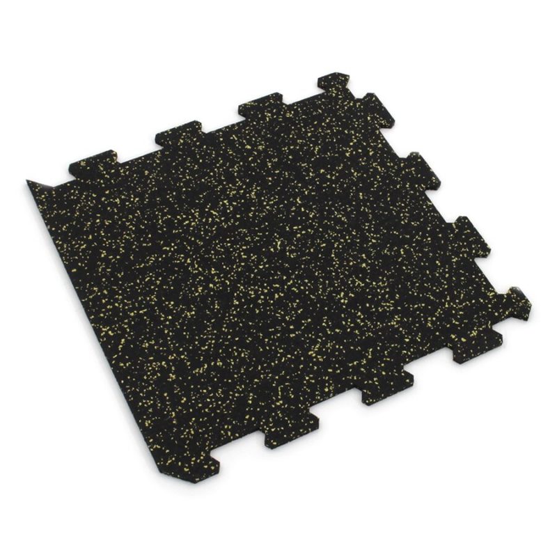 Černo-žlutá gumová modulová puzzle dlažba (okraj) FLOMA FitFlo SF1050 - 50 x 50 x 0,8 cm (cena za 1 ks)