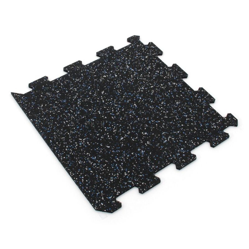 Černo-bílo-modrá gumová modulová puzzle dlažba (okraj) FLOMA FitFlo SF1050 - 50 x 50 x 0,8 cm (cena za 1 ks)