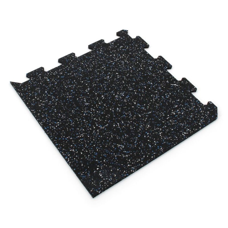 Černo-bílo-modrá gumová modulová puzzle dlažba (roh) FLOMA FitFlo SF1050 - 50 x 50 x 0,8 cm (cena za 1 ks)