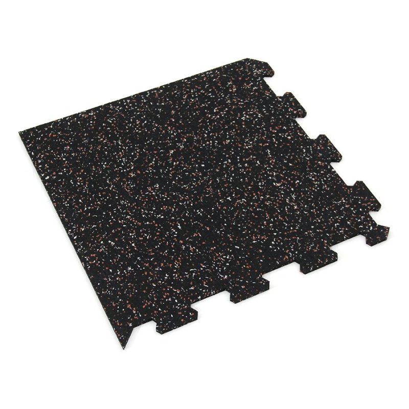 Černo-bílo-červená gumová modulová puzzle dlažba (roh) FLOMA FitFlo SF1050 - 50 x 50 x 0,8 cm (cena za 1 ks)