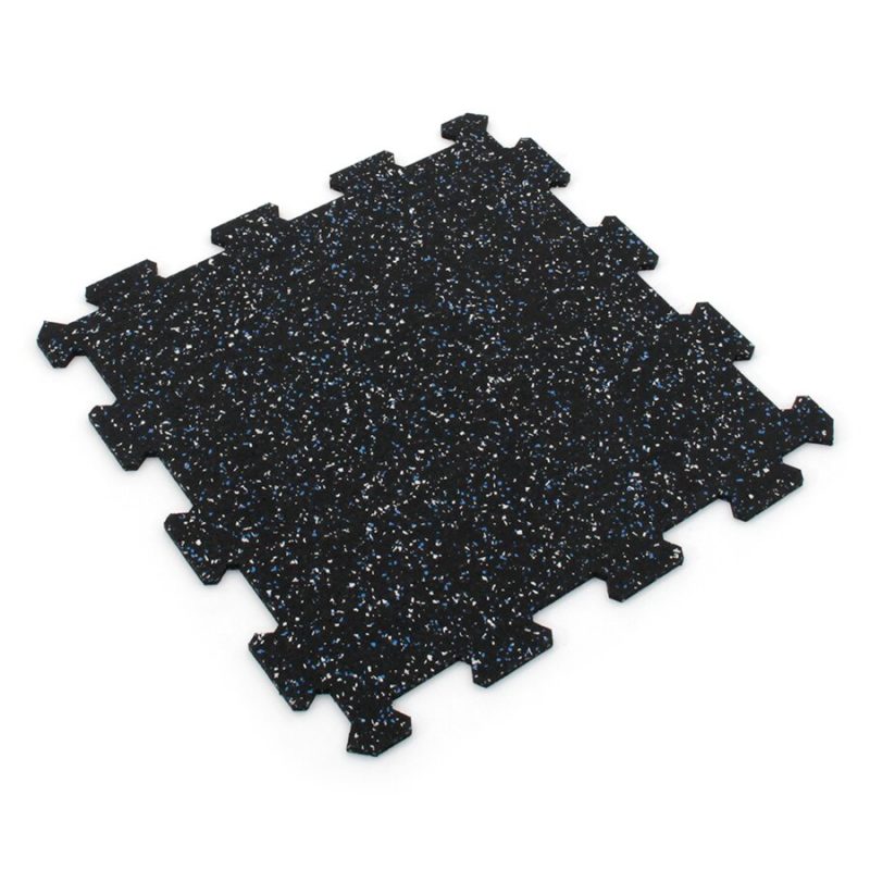 Černo-bílo-modrá gumová modulová puzzle dlažba (střed) FLOMA FitFlo SF1050 - 50 x 50 x 0,8 cm (cena za 1 ks)