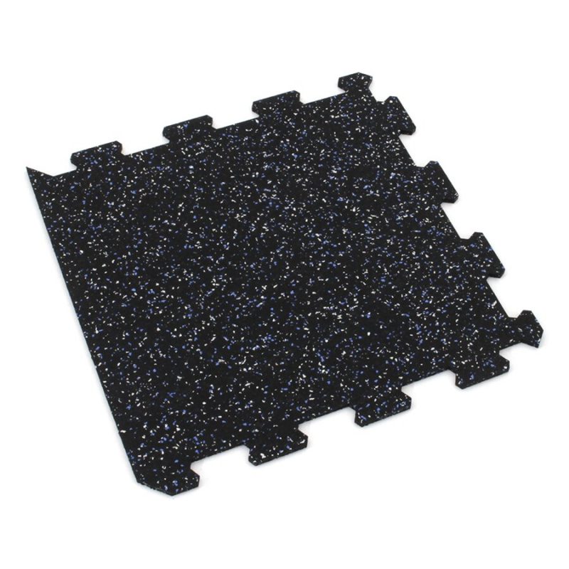 Černo-bílo-modrá gumová modulová puzzle dlažba (okraj) FLOMA FitFlo SF1050 - 100 x 100 x 0,8 cm (cena za 1 ks)