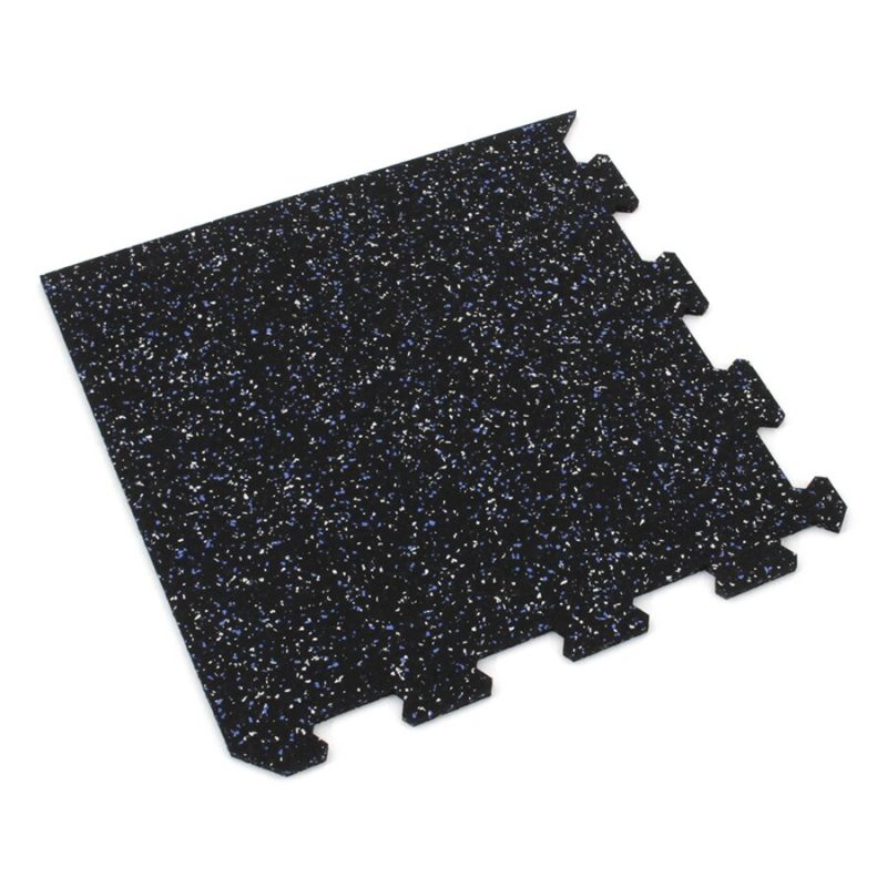 Černo-bílo-modrá gumová modulová puzzle dlažba (roh) FLOMA FitFlo SF1050 - 100 x 100 x 0,8 cm (cena za 1 ks)