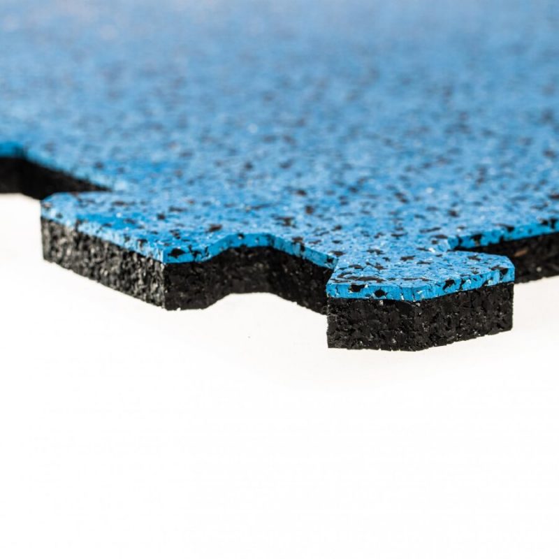 Černo-modrá gumová modulová puzzle dlažba (roh) FLOMA Sandwich - 50 x 50 x 1 cm (cena za 1 ks)