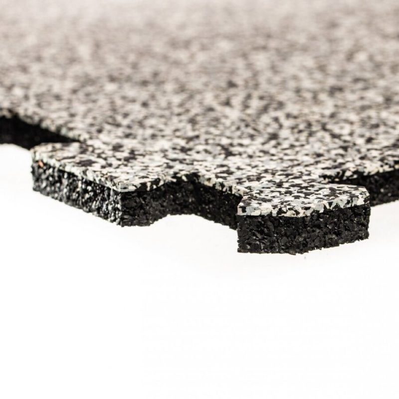 Černo-bílo-šedá gumová modulová puzzle dlažba (roh) FLOMA Sandwich - 50 x 50 x 1 cm (cena za 1 ks)
