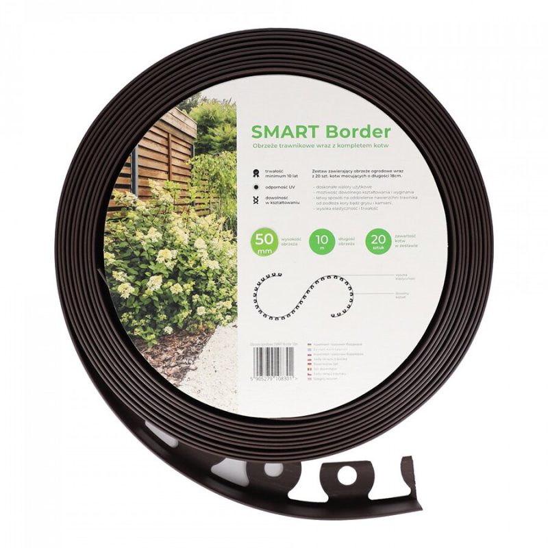 Hnědý plastový zahradní obrubník Smart Border - 10 m x 0,2 cm x 5 cm (cena za 1 ks)