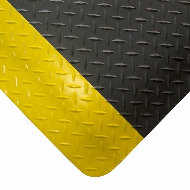 Černo-žlutá gumová protiúnavová laminovaná průmyslová rohož - 18,3 m x 60 cm x 1,5 cm (cena za 1 ks)