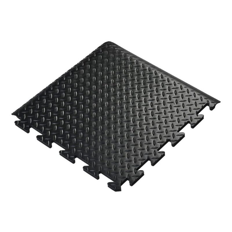 Černá gumová protiúnavová průmyslová dlažba (roh) - 50 x 50 x 1,5 cm (cena za 1 ks)