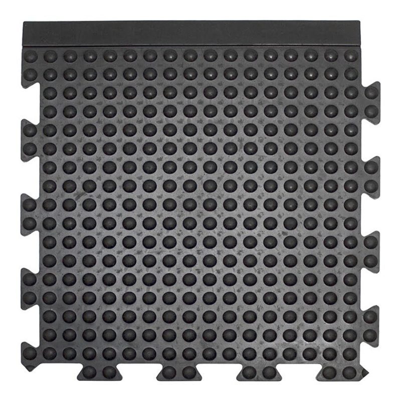 Černá gumová protiúnavová průmyslová dlažba (okraj) - 50 x 50 x 1,35 cm (cena za 1 ks)