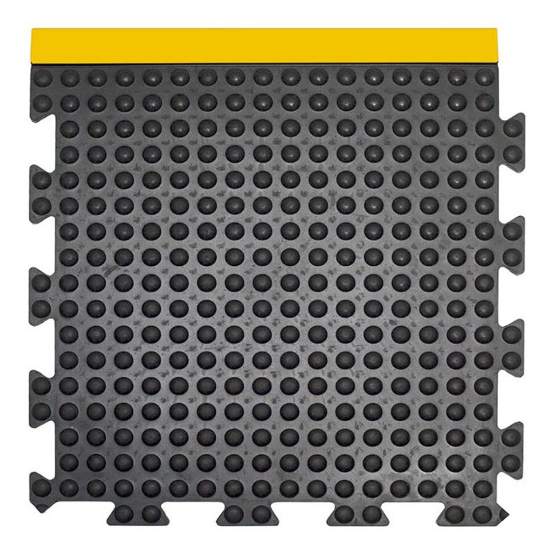 Černo-žlutá gumová protiúnavová průmyslová dlažba (okraj) - 50 x 50 x 1,35 cm (cena za 1 ks)