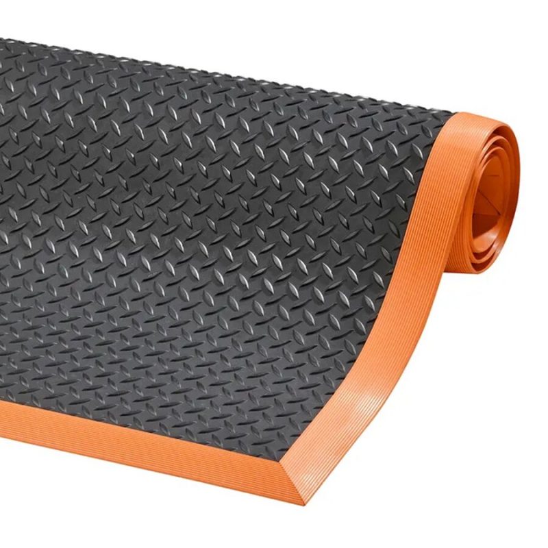 Černo-oranžová protiúnavová protiskluzová průmyslová rohož Cushion Flex - 210 x 91 x 1,27 cm (cena za 1 ks)