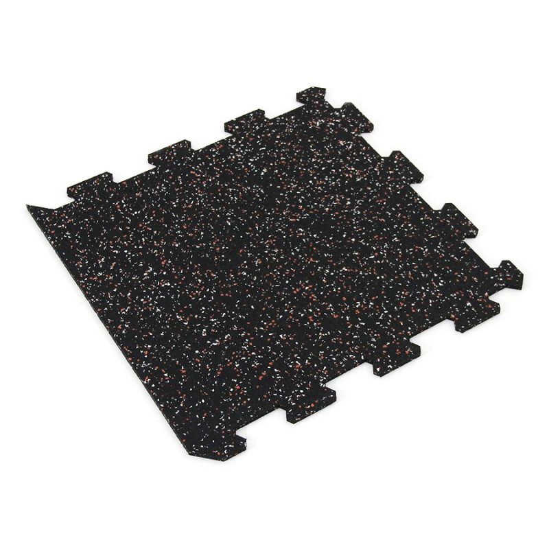 Černo-bílo-červená gumová modulová puzzle dlažba (okraj) FLOMA FitFlo SF1050 - 50 x 50 x 1 cm (cena za 1 ks)