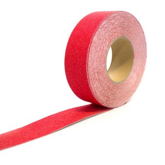 Červená korundová protiskluzová páska - délka 18,3 m a šířka 5 cm