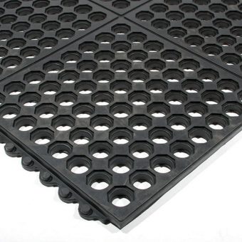 Černá gumová protiskluzová protiúnavová průmyslová modulární rohož Fatigue - 90 x 90 x 1,8 cm