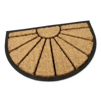 Kokosová čistící venkovní vstupní půlkruhová rohož Sun, FLOMAT - délka 40 cm, šířka 60 cm a výška 1,7 cm