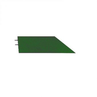 Zelený levý nájezd (roh) pro gumové dlaždice - délka 75 cm, šířka 30 cm a výška 6,5 cm