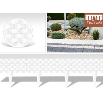 Zahradní obrubník Rattan palisade - bílá