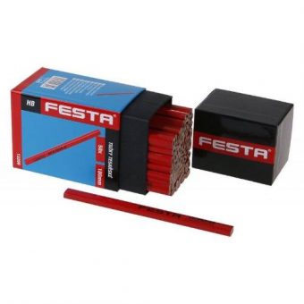 Tužka tesařská HB, červený lak, 180 mm, v krabičce, FESTA