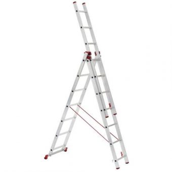 Žebřík Al, 3 x 8 příček, 2,30 - 5,13 m univerzální, ALVE ENPRO 6608