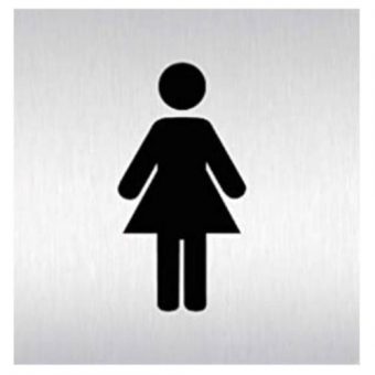 Znak rozlišovací \"WC-ženy\", 60 x 60 mm, samolepící, nerez