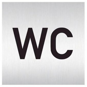 Znak rozlišovací \"WC\", 60 x 60 mm, samolepící, nerez