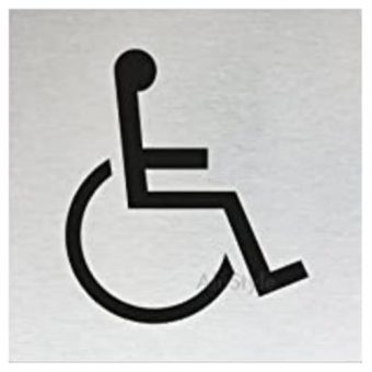 Znak rozlišovací \WC-invalidé\, 60 x 60 mm, samolepící, nerez"""""""