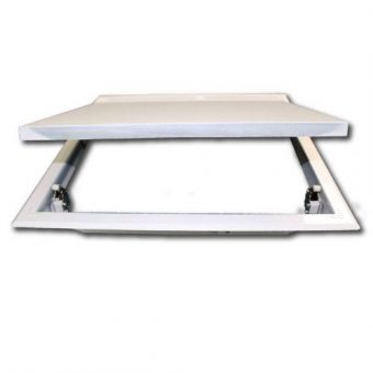 Dvířka revizní kovová 300 x 300 mm, s tlačným zámkem, bílá 0158