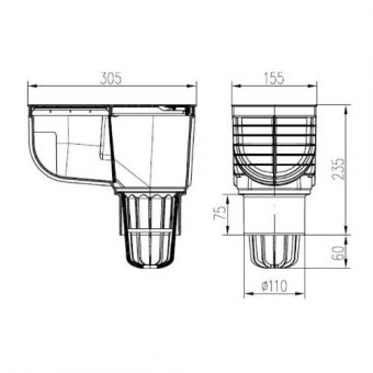 Lapač střešních splavenin přímý D 110 mm, černá, ENPRO