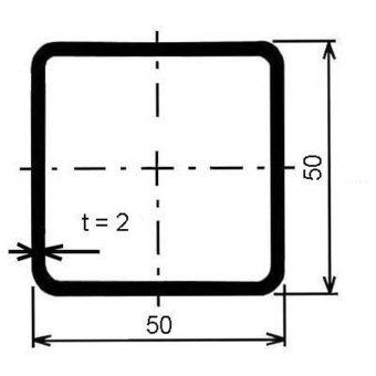 Jekl čtvercový 50×50×2 mm – 6 m