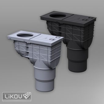 LIKOV GRX-DC geiger s dolní výpustí 80-125/110(125) mm černý - žebrová výztuž, redukční kroužky